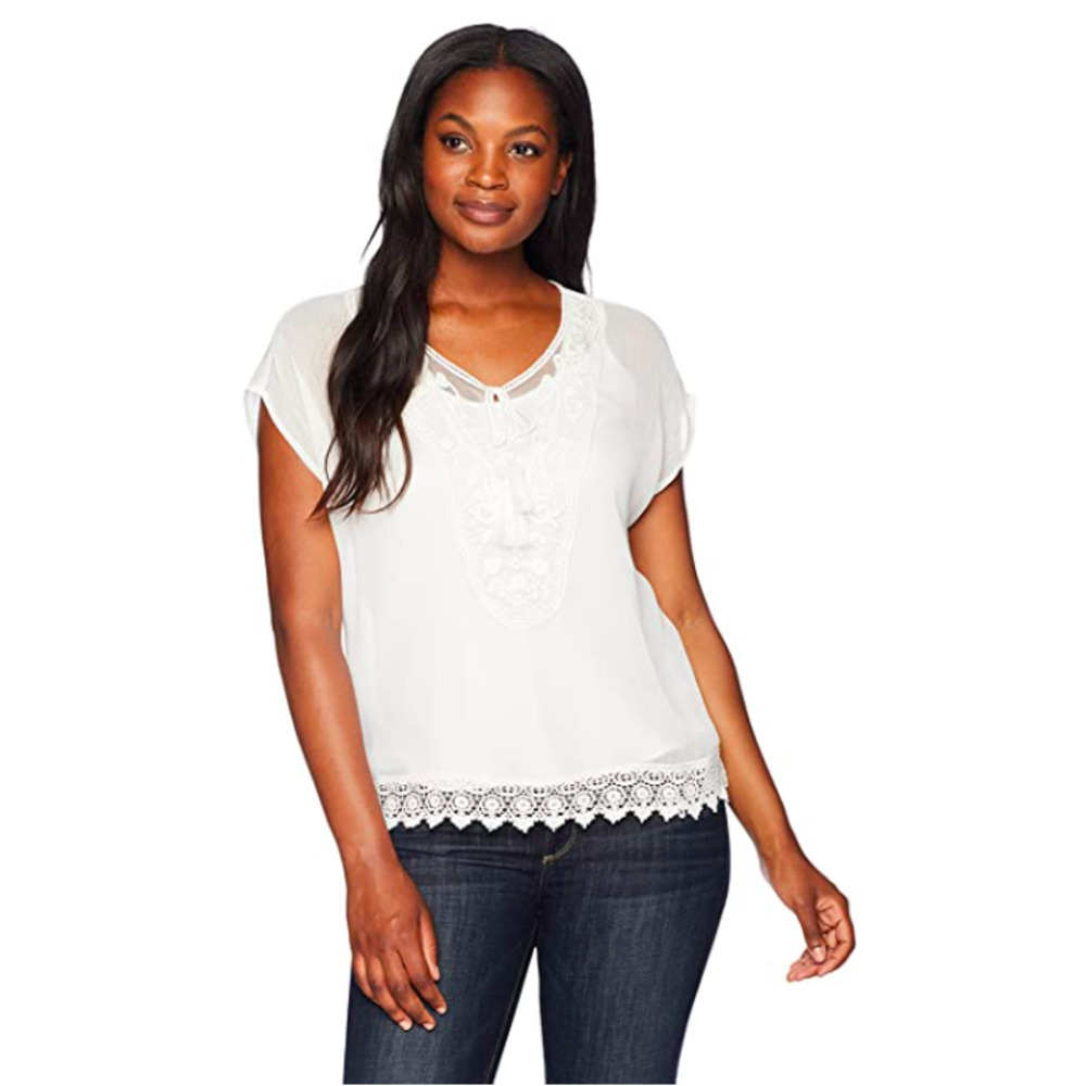 Ariat Adeline Top Lace Trim & Tassels Snow White